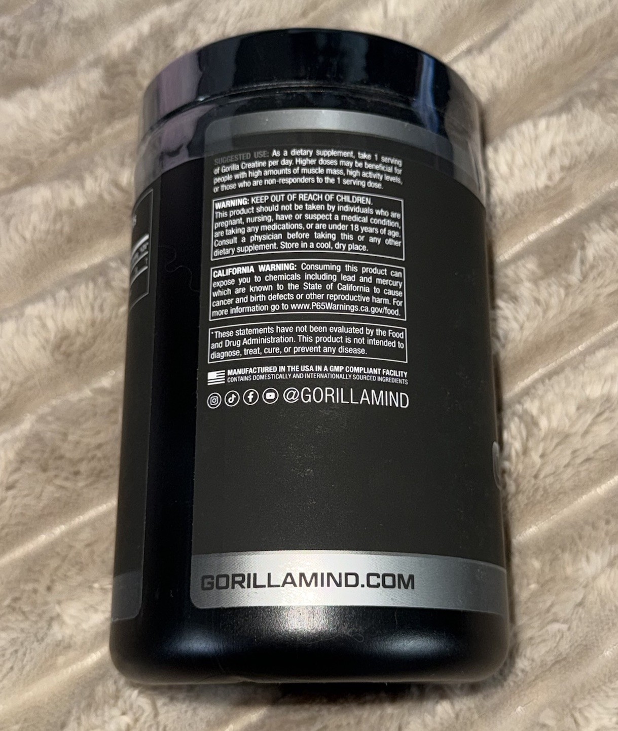 Gorilla Mind Micronized Creatine Monohydrate Powder Unflavored 100 Servings