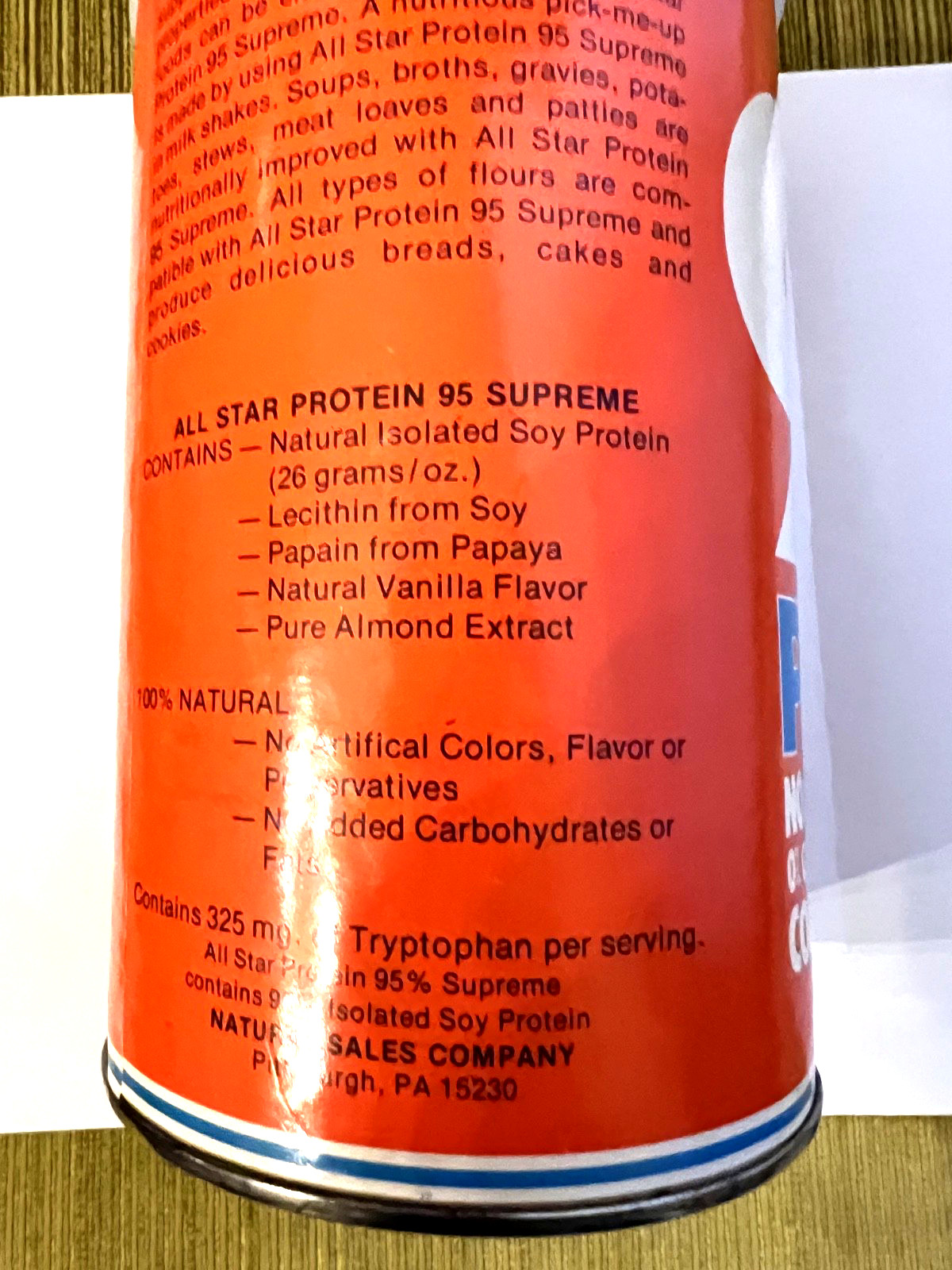 Vintage AllStar 95 protein powder- 16 oz – no sugar, no starch