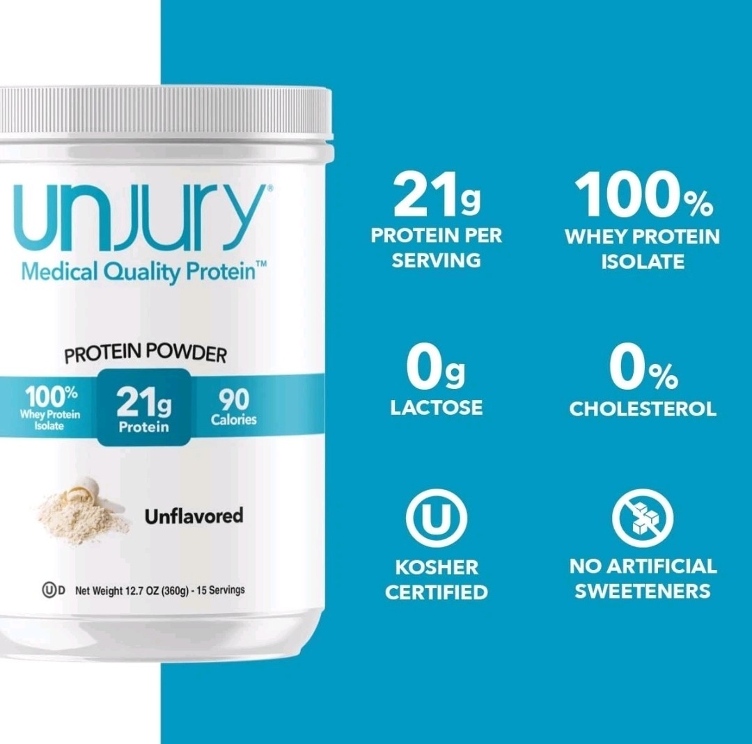Hospital Approved – Unjury Unflavored Protein Powder, 21g 100% Whey Isolate