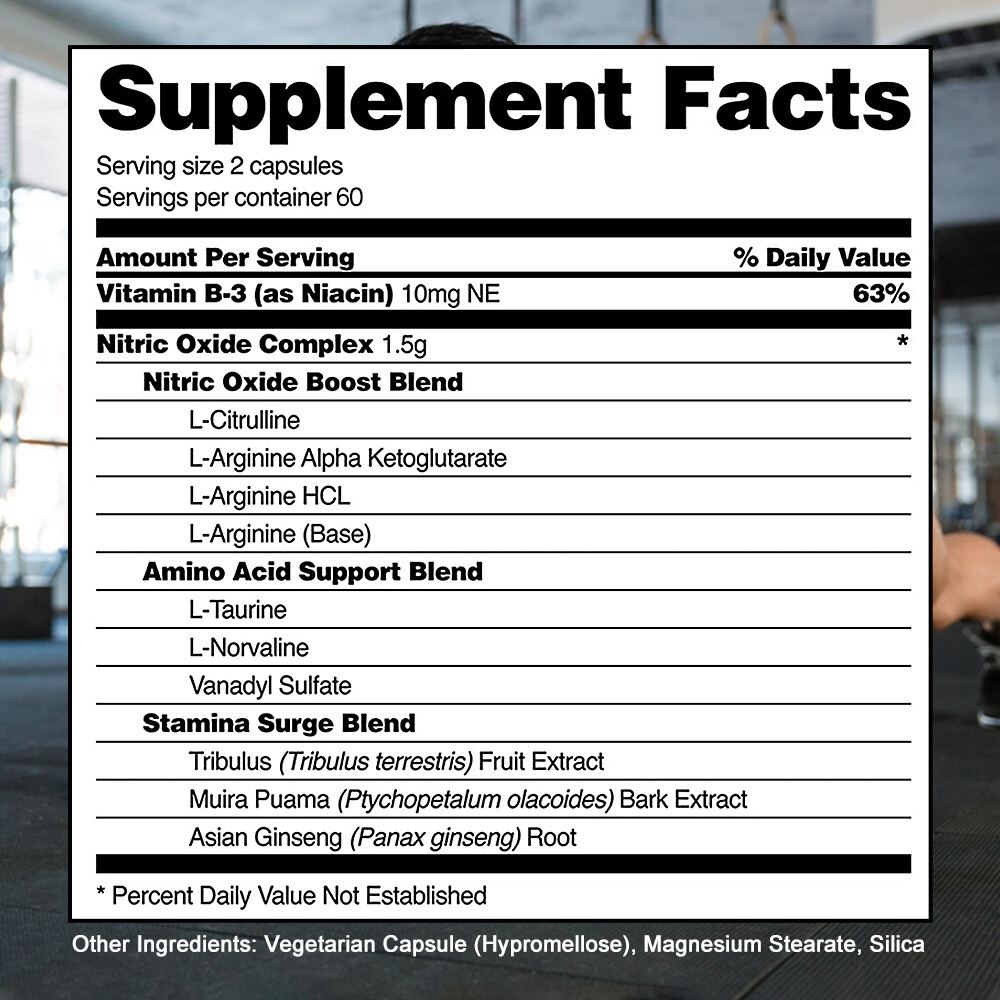 Nitric Oxide Booster Supplement Capsule– Promotes Nutrient Flow to Muscles&Heart