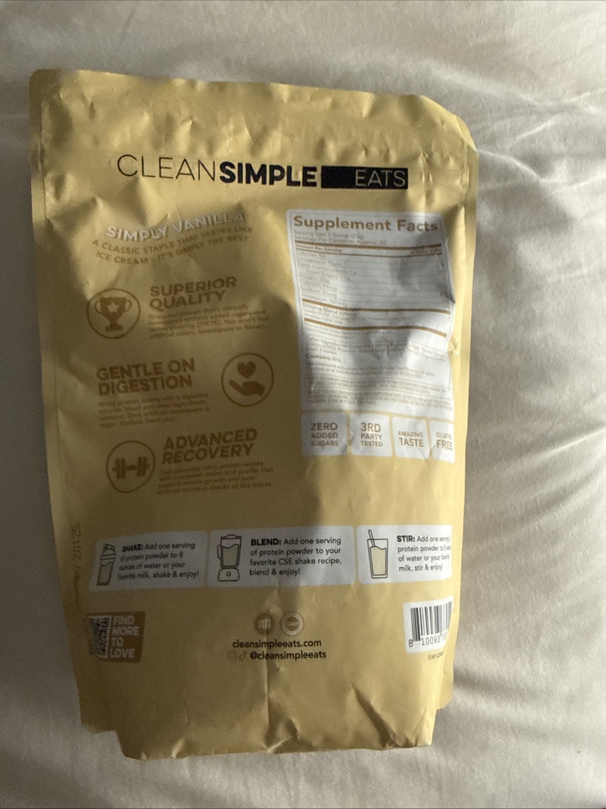 Clean Simple Eats Protein Powder Simply Vanilla – 20 Servings 17.6 Oz 500g