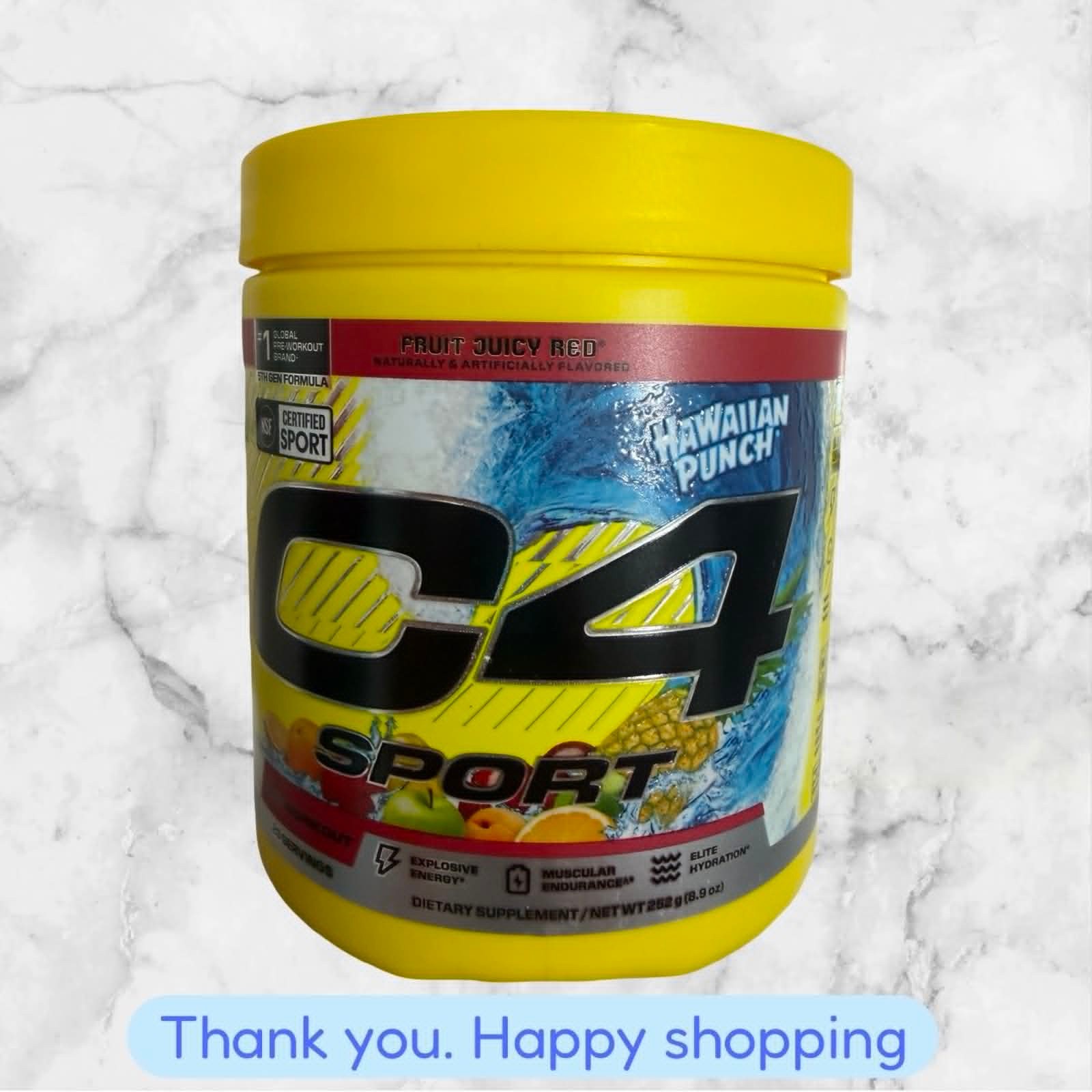 Cellucor C4 SPORT Pre-Workout 8.9oz Hawaiian Punch FRUIT JUICY RED EXP2027+ NEW
