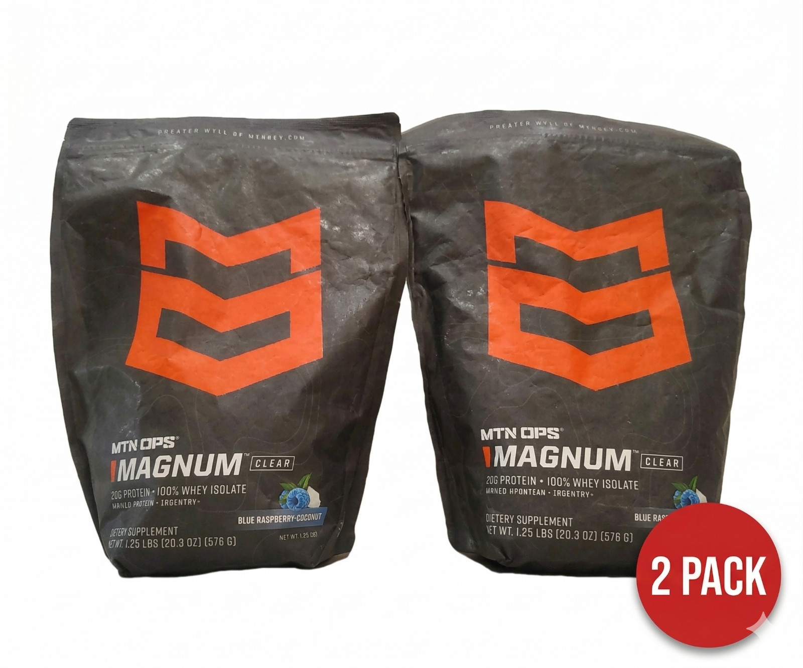 MTN OPS Magnum Clear Protein Powder 2-Pack Blue Raspberry Coconut EXP 06/2027