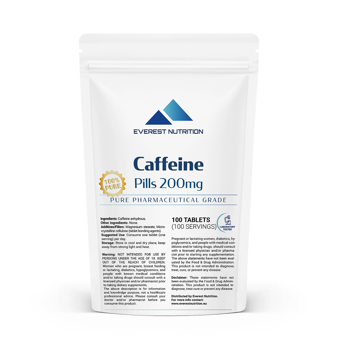 Caffeine Tablets 200mg – Extra Strong Energy Pills – 100% Pharmaceutical Quality
