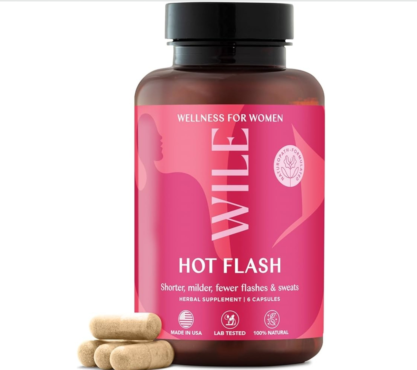 WILE HOT FLASH SUPPORT Hot Flash & Night Sweats 60 Caps (30 Serv) BEST BY 05/26