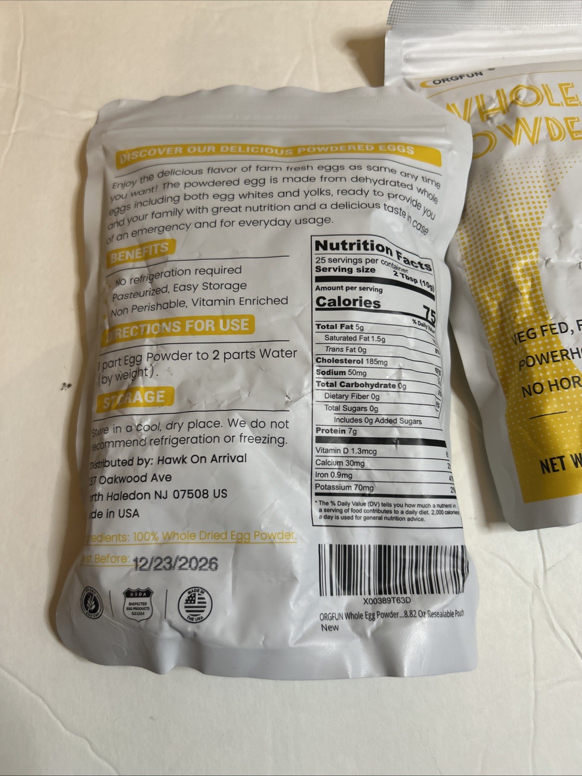 (3-Pack) Orgfun Whole Egg Powder