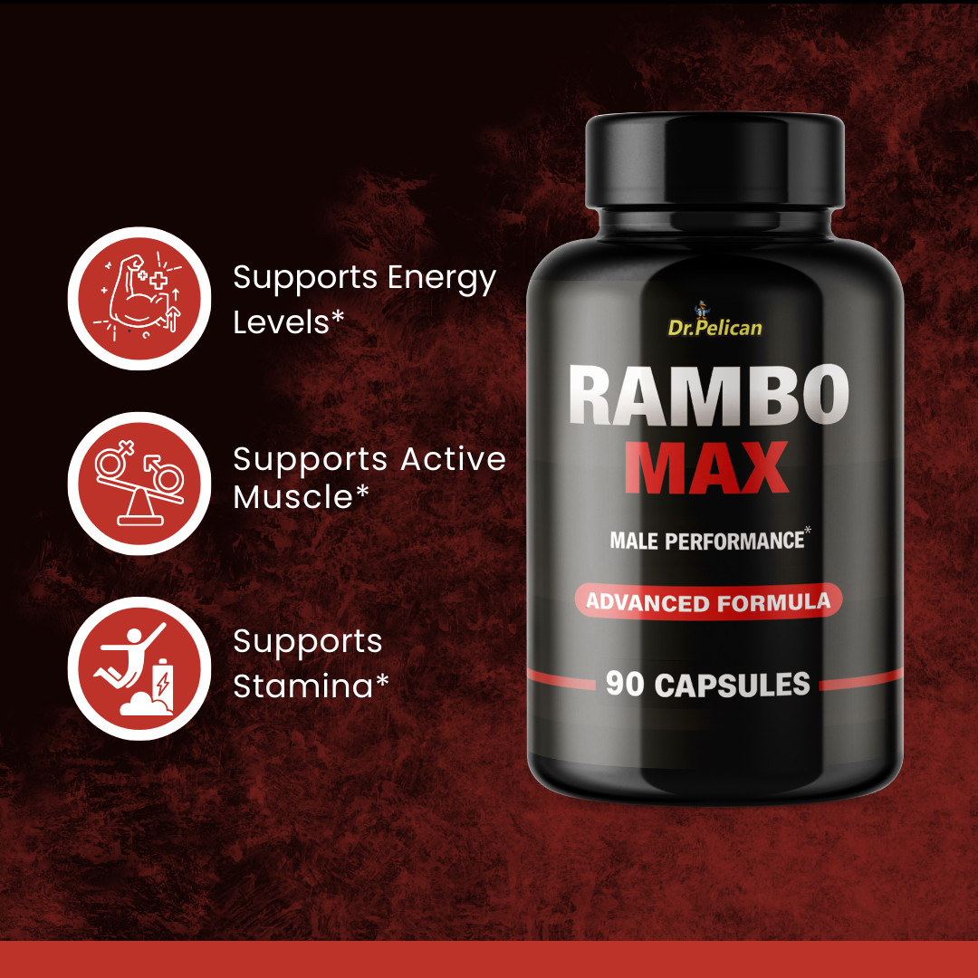 Rambo Max- Bodybuilding & Men’s Health Support- 4 Bottles- 360 Capsules