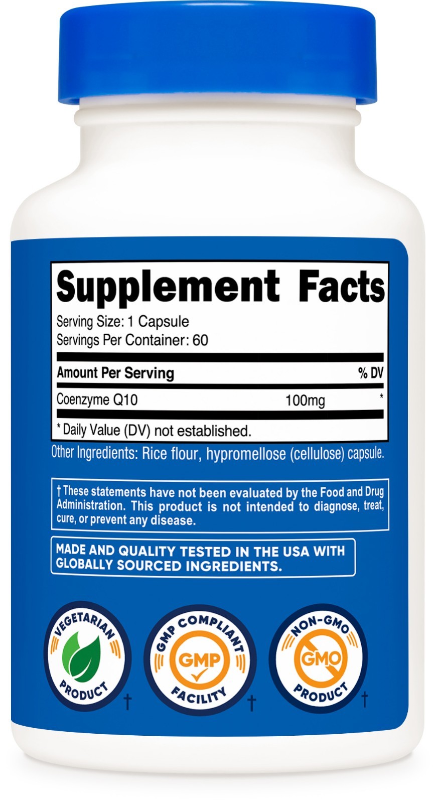 Nutricost CoQ10 100mg, 60 Capsules, Vegetarian Capsules, Non-GMO (Coenzyme Q10)