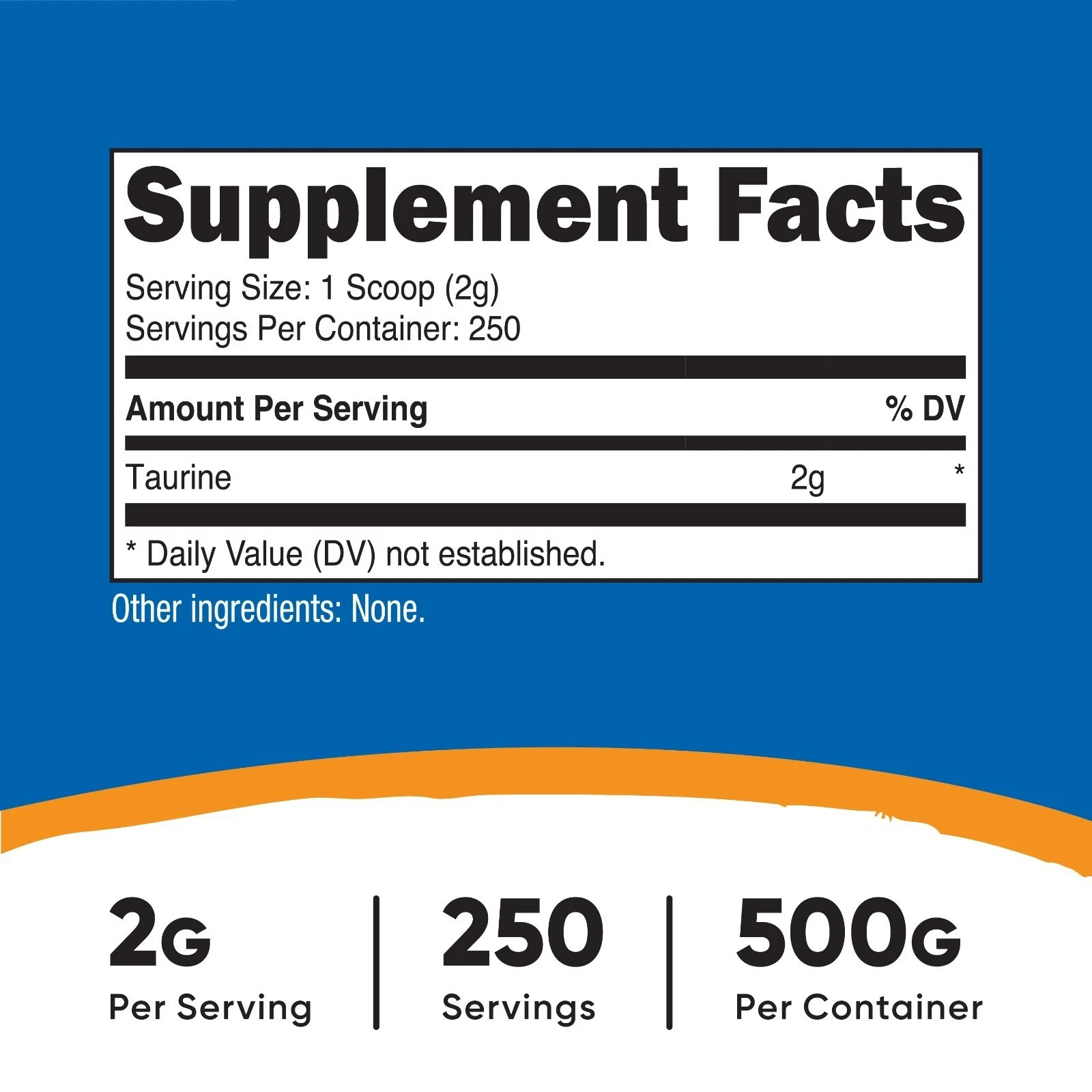 Nutricost Taurine Powder 500 Grams – 250 Servings, 2000mg Per Serving