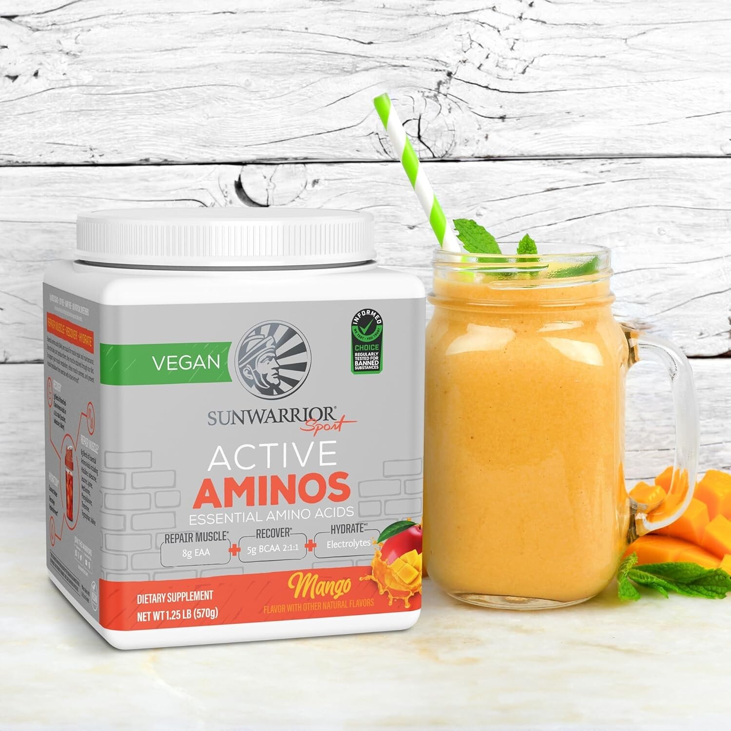 Sunwarrior Amino Acids Amino Energy Powder Essential Amino Acids, Mango, 570g
