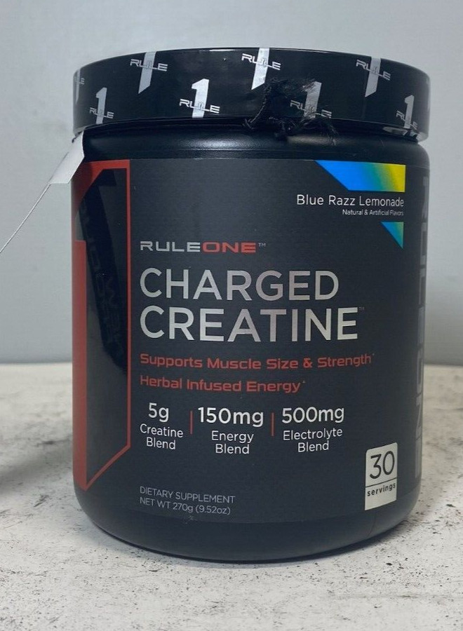 Rule One Charged Creatine Blue Razz Lemonade 30 Servings Dietary Supplement USA