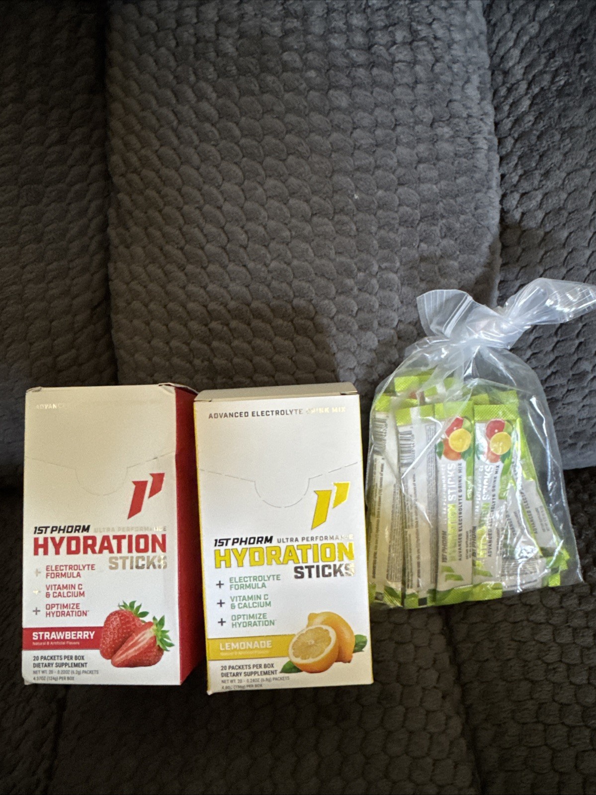 3 – (20 Sticks Each) 1st Phorm Hydration Sticks Lemonade, Strawberry And Citrus
