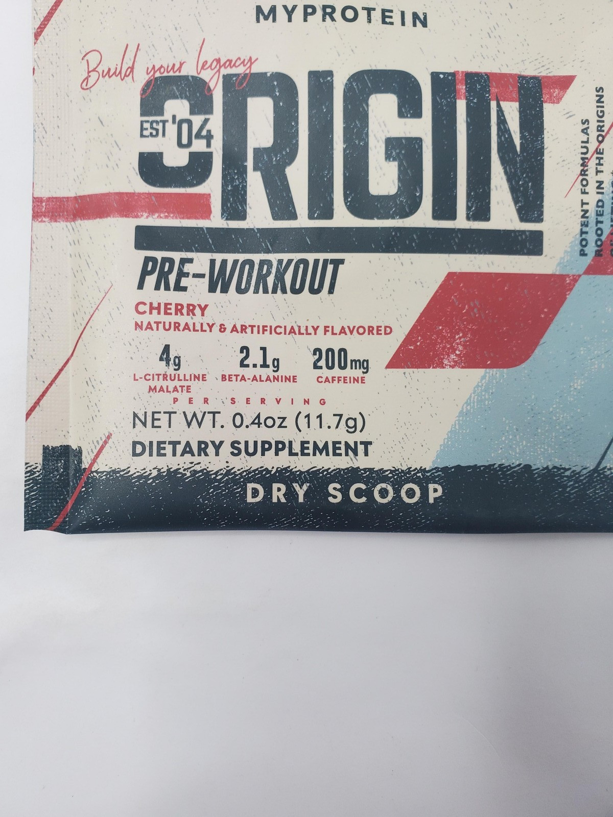 14pk Myprotein Origin Pre-Workout Dry Scoop 0.4oz Cherry 200mg exp 8/26