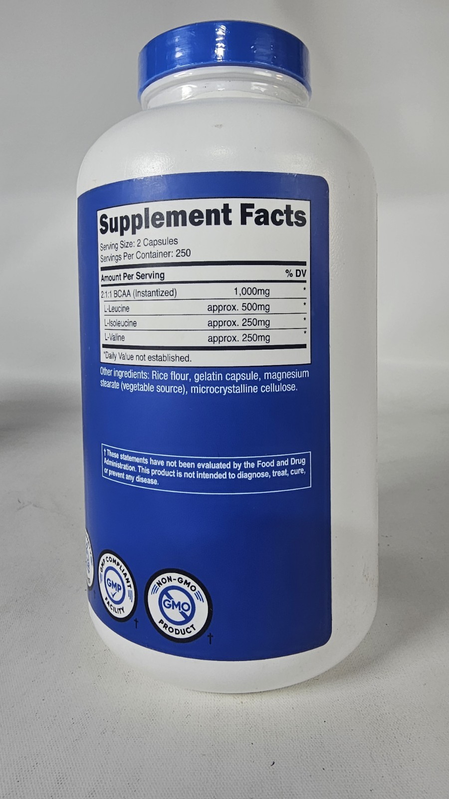 BCAA 2:1:1 1000mg Capsules 500 Caps 250 Servings Exp 03/2028
