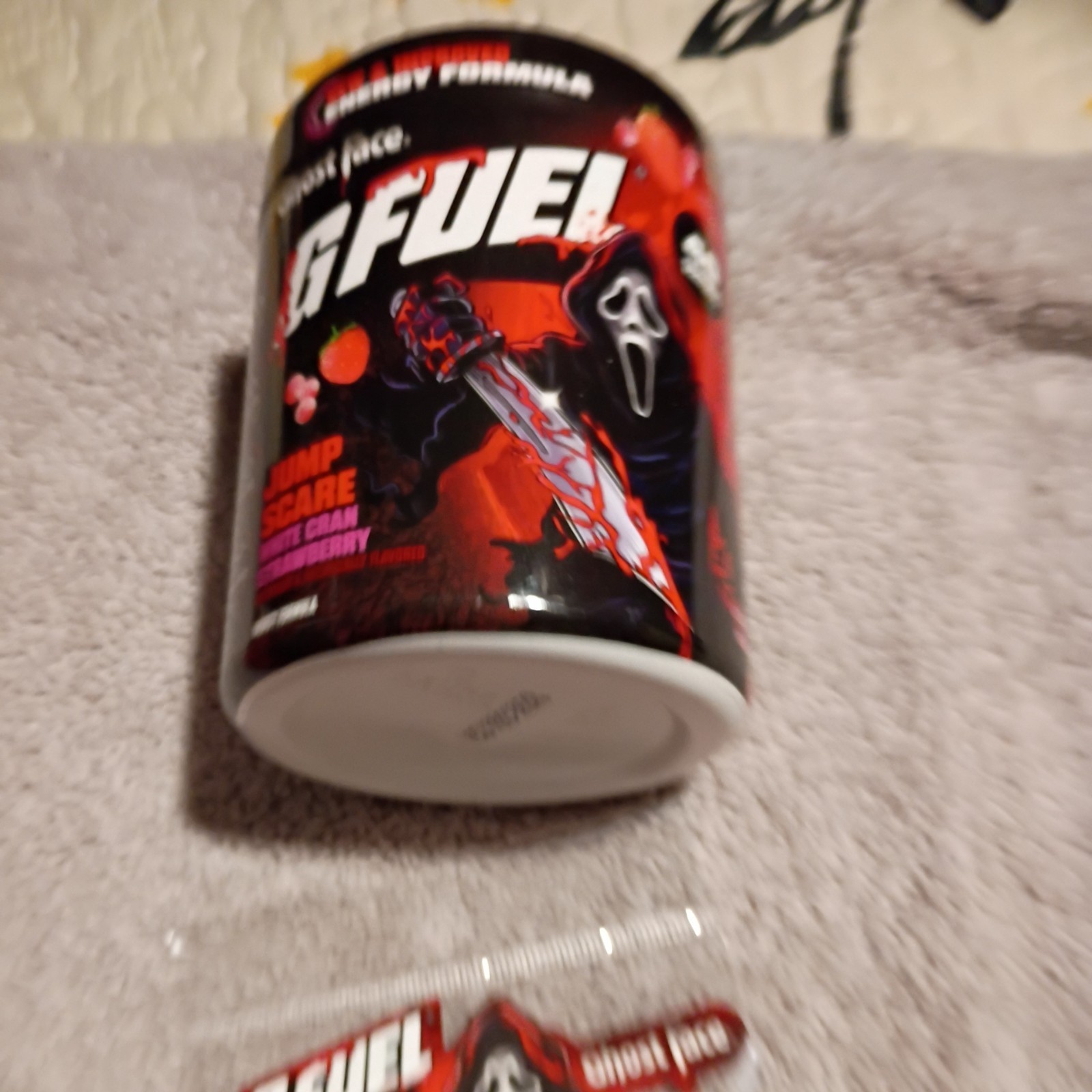 G Fuel Scream Ghost Face Jump Scare Collector’s Box Tub Metal Shaker Cup Sticker