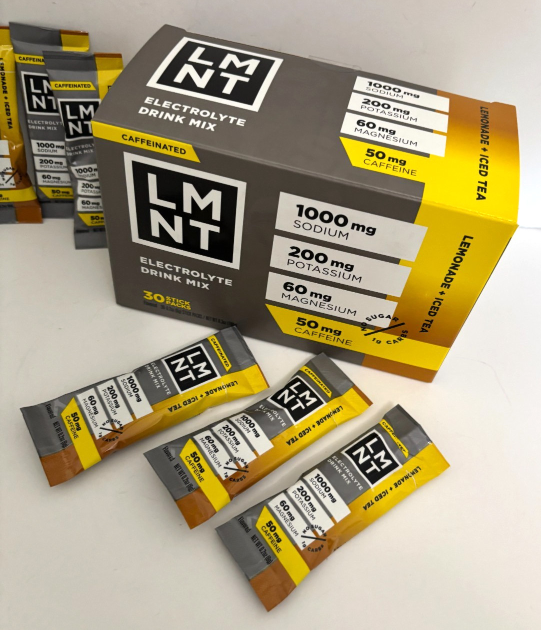 BUY 3-12 LMNT ELECTROLYTE Lemonade ICED TEA Salt HOT/COLD Hydration Drink Packet
