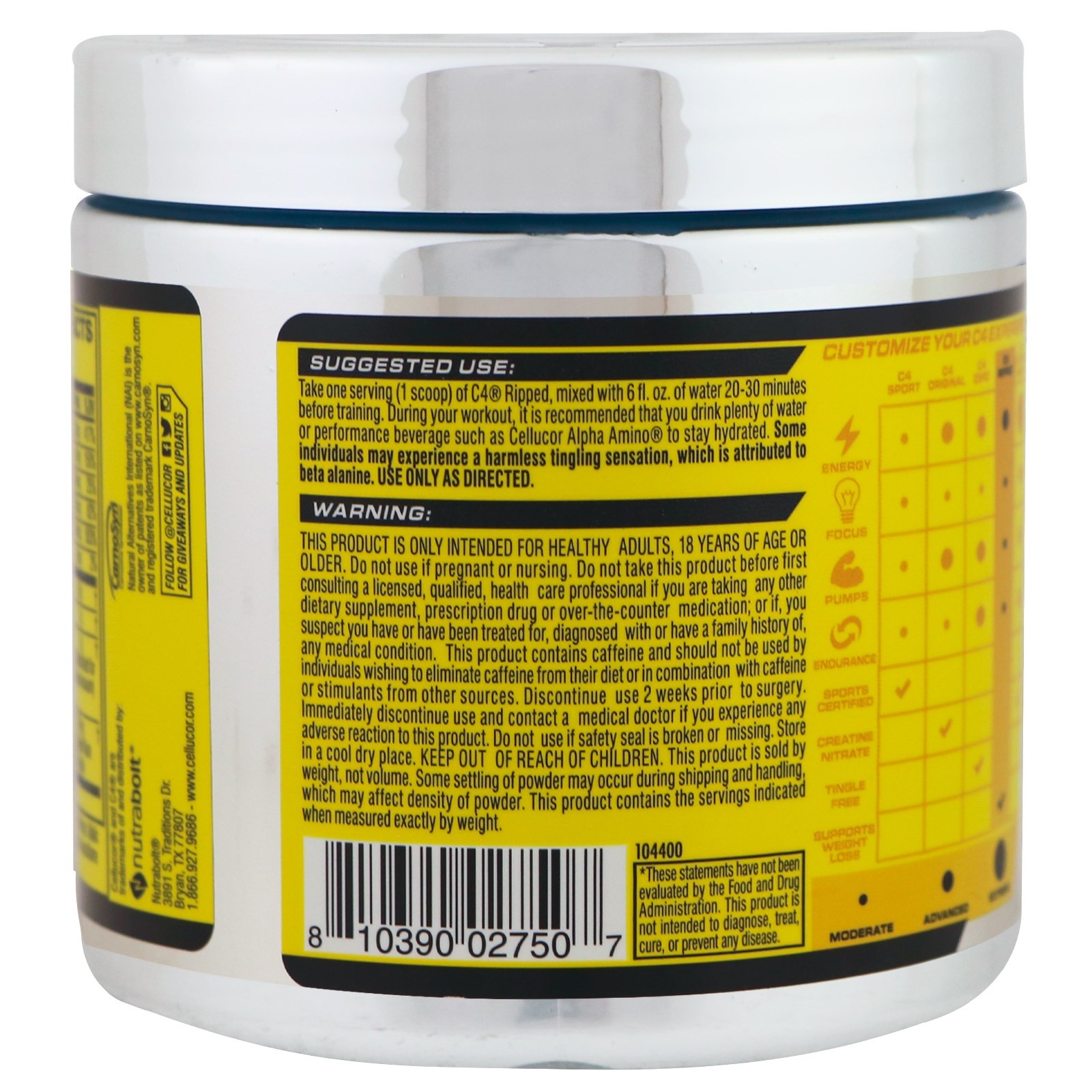C4 Ripped®, Pre-Workout, Icy Blue Razz, 6.2 oz (177 g)