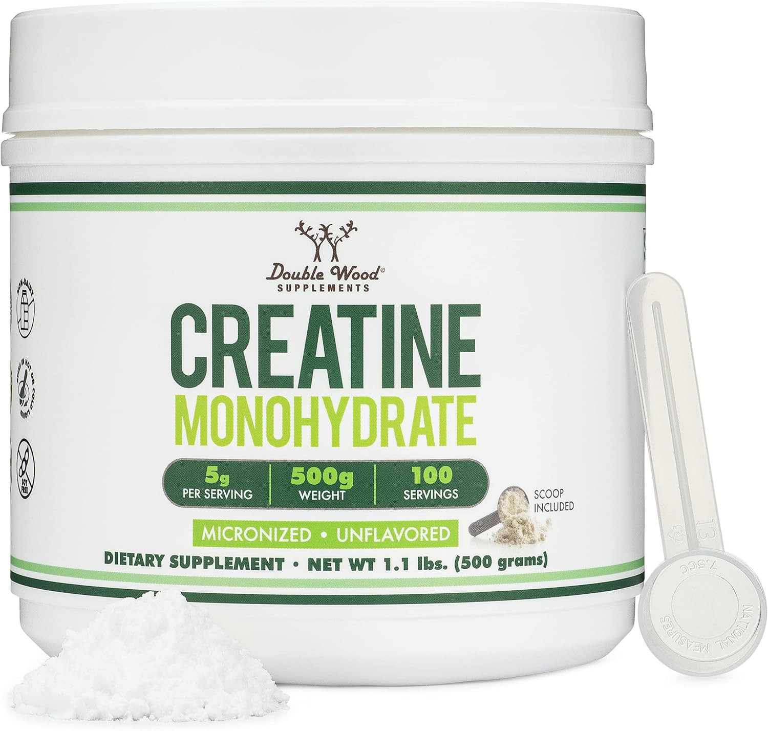 Creatine Monohydrate Powder 1.1Lbs (100 Servings of 5 Grams Each) – No Fillers,