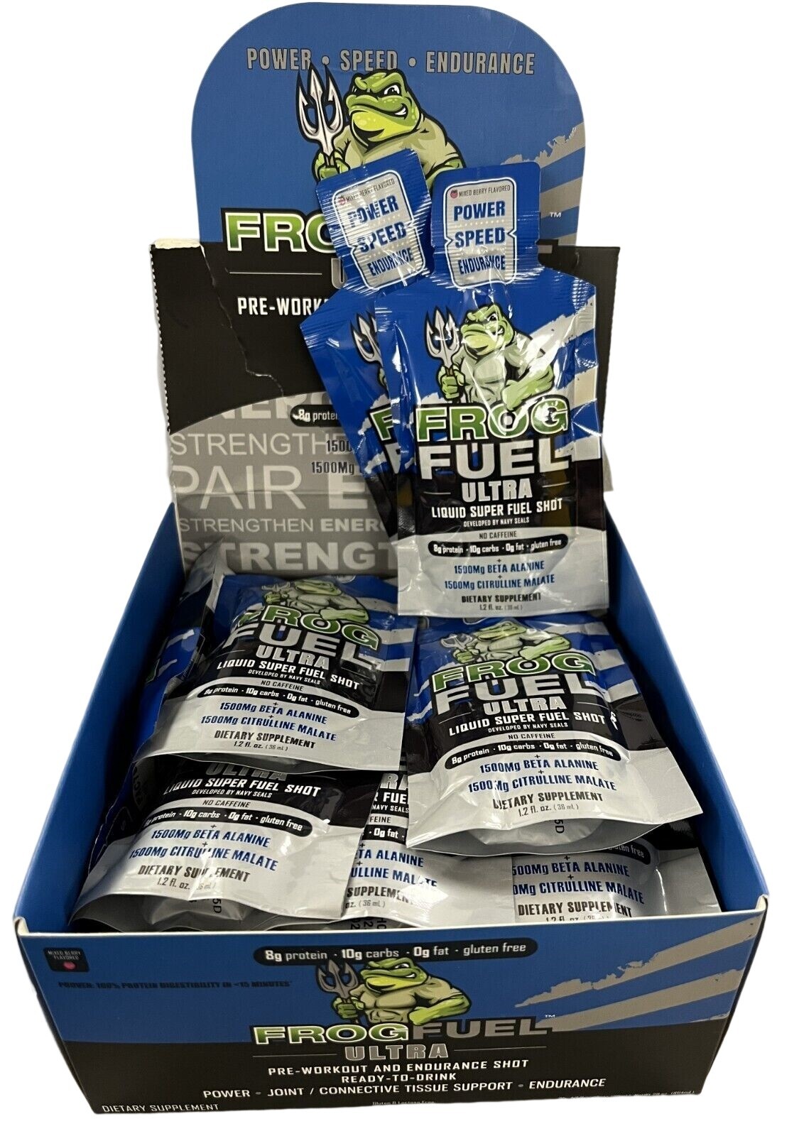 Frog Fuel BLUE Ultra Power Shot ( 12 pouches ) ^