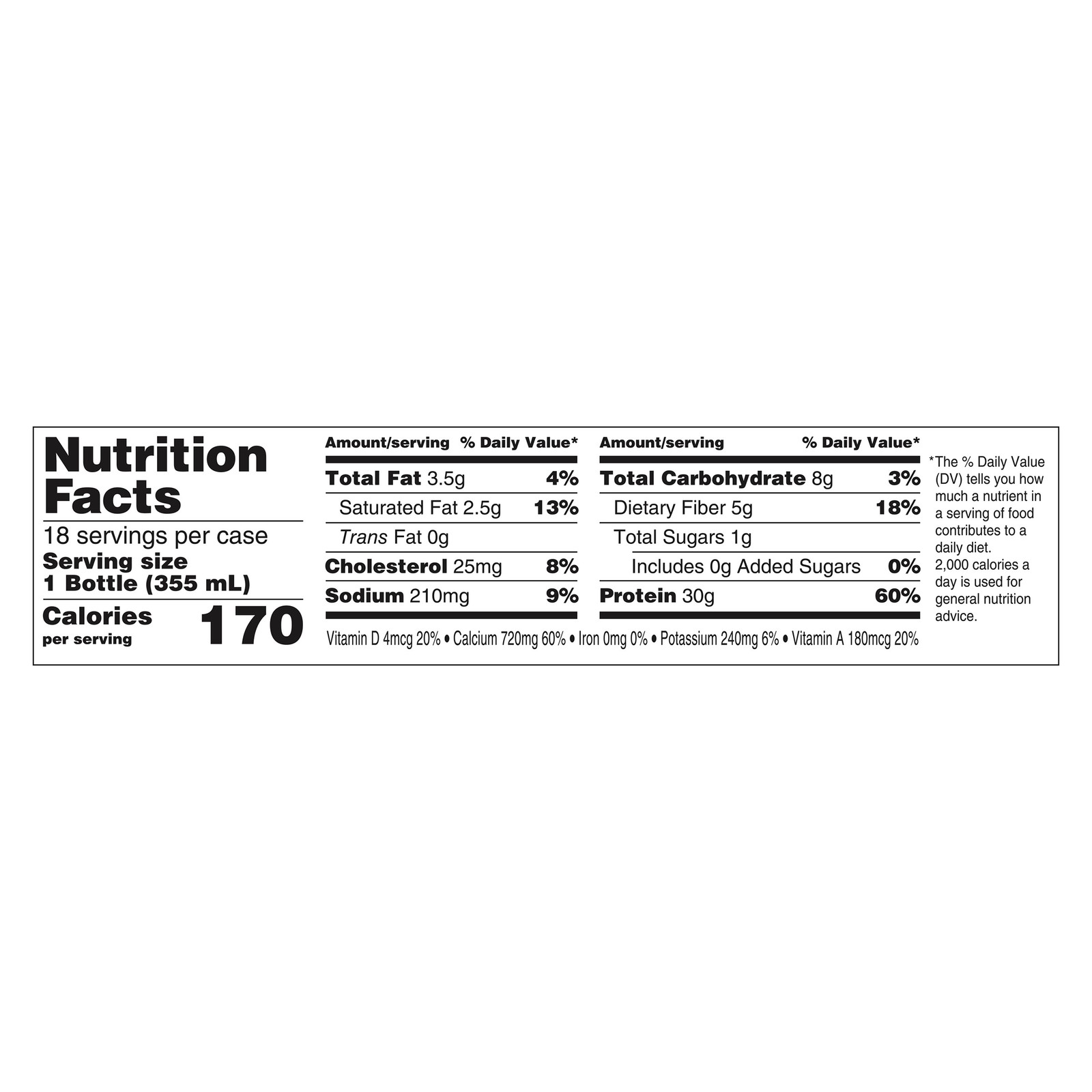 Oikos Vanilla Protein Shake – 30g Protein, 1g Sugar, 18-Pack