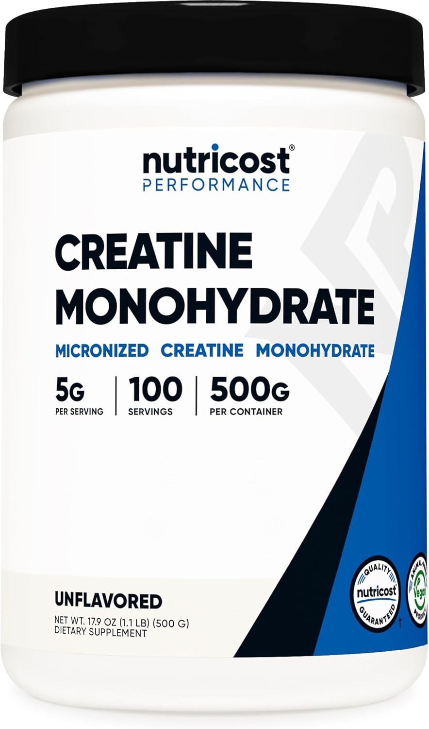 Nutricost Creatine Monohydrate Micronized Powder 500G, 5000mg Per Serv (5g) – 10