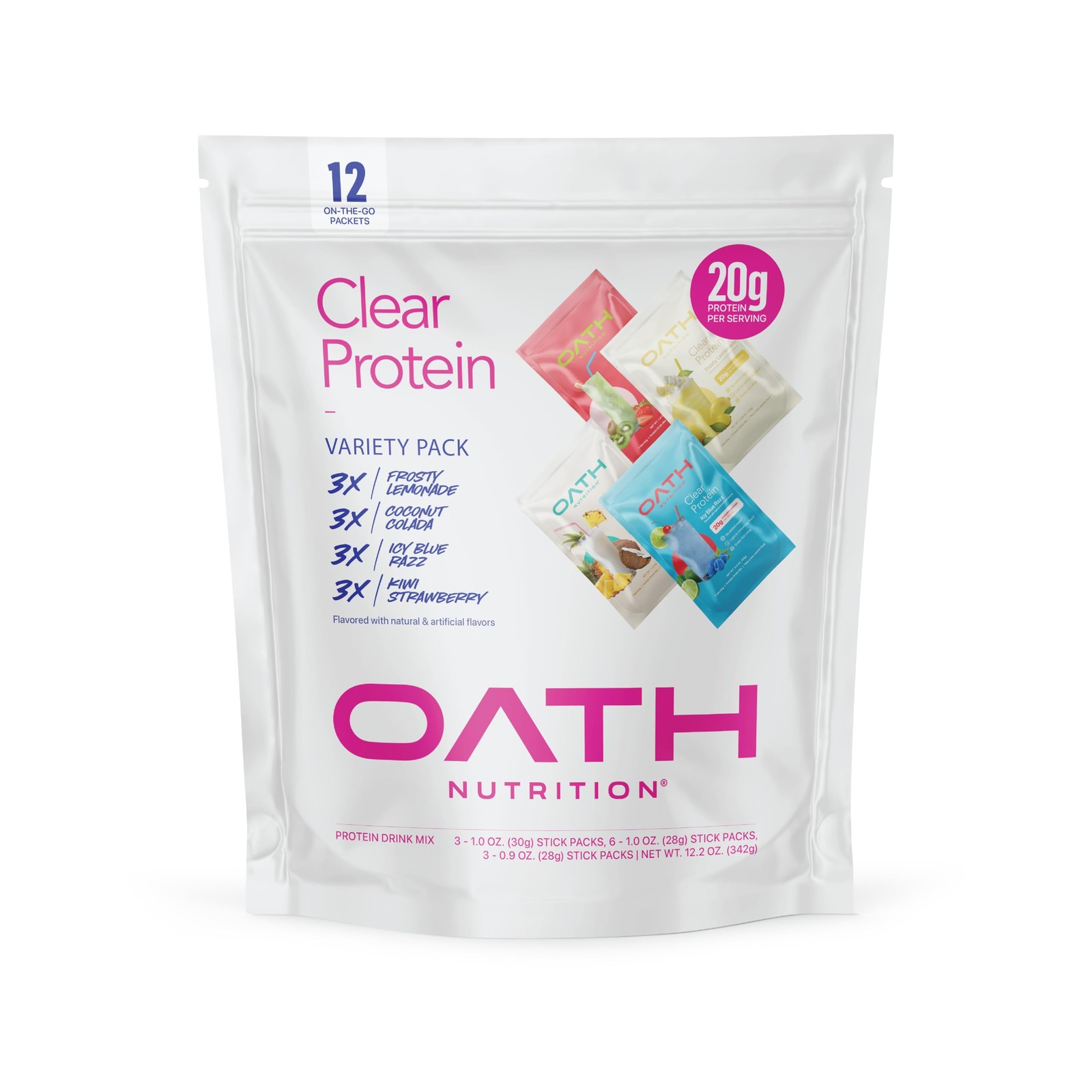 Oath Nutrition Clear Whey Isolate Protein Powder 1.02 Ounce (Pack of 12)