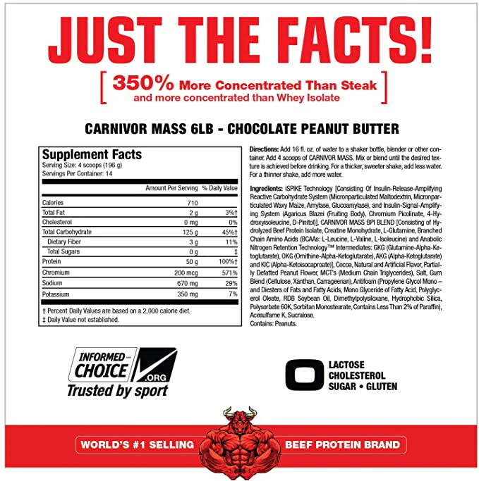 MUSCLEMEDS CARNIVOR MASS (6 LB) beef protein isolate weight gainer amino bcaa