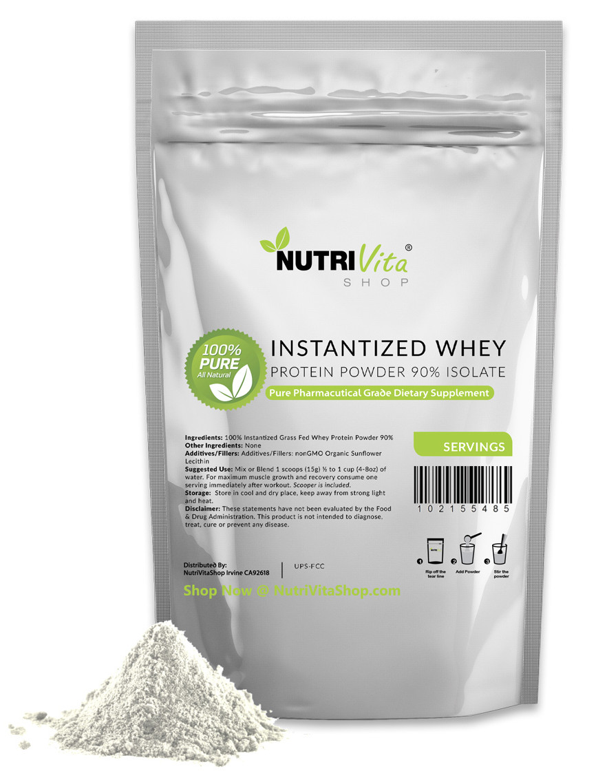 2X 2LB (4LB) 100% Pure Organic Instantized Whey Protein Isolate 90% Unflavored