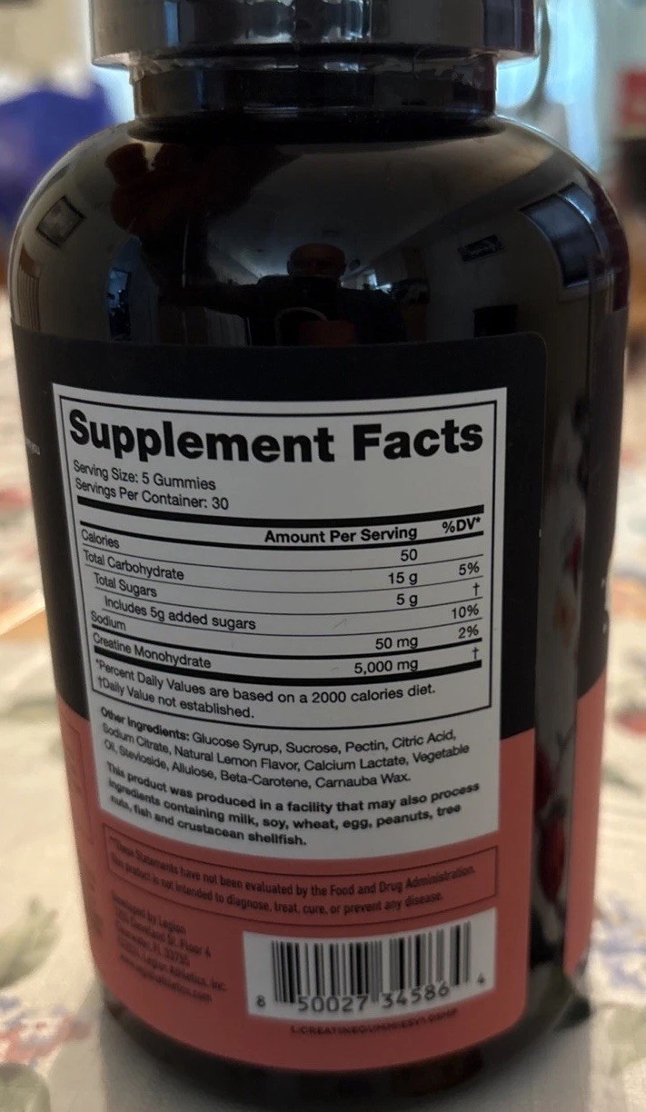 Legion Creatine Supplement Gummies, Lemon Drop, 150 Gummies…Muscle Strength New