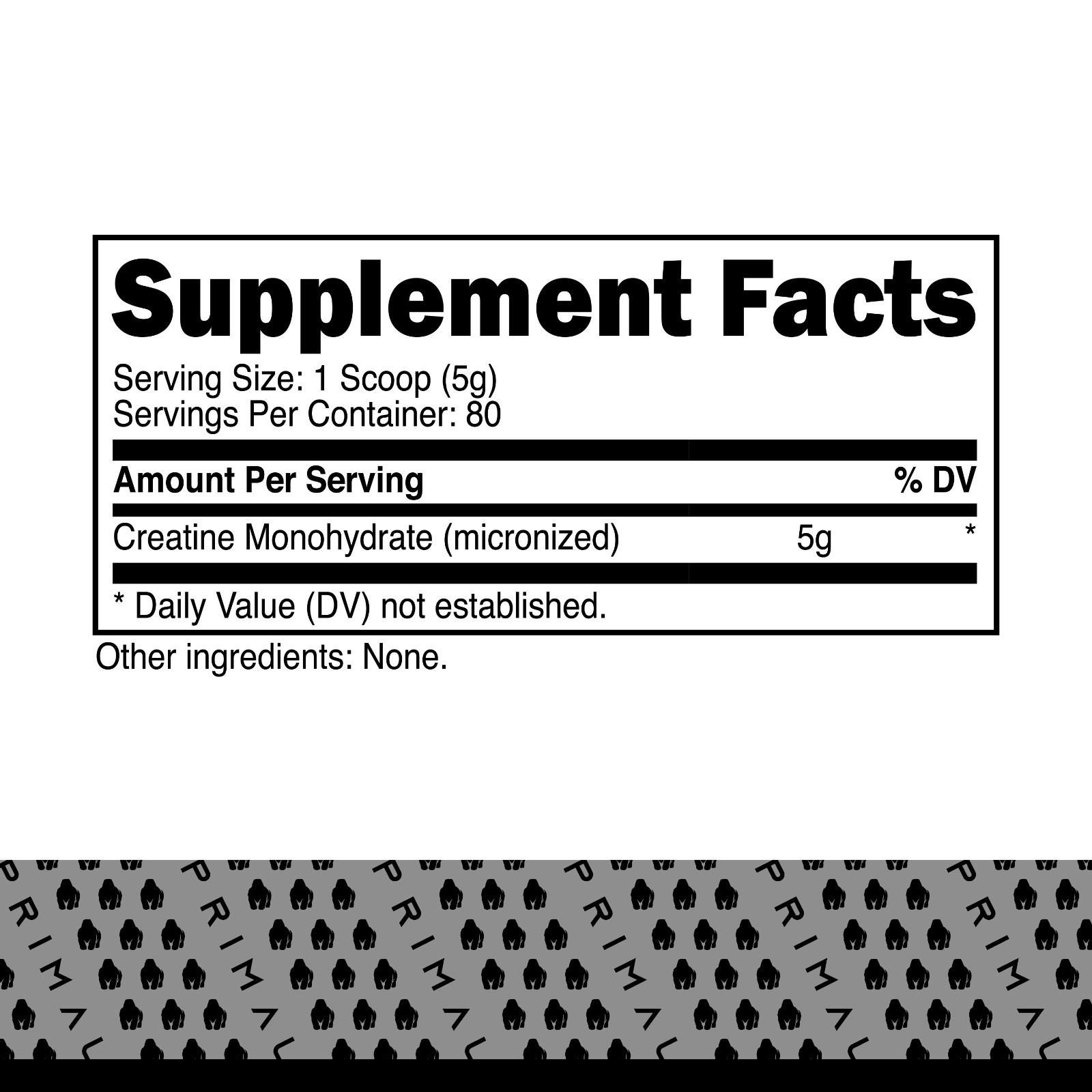 Primal Creatine Monohydrate Powder (400 Grams) (Unflavored) (5g per Serving)