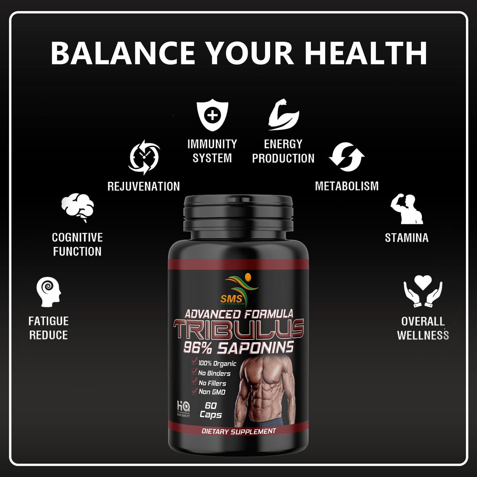 Tribulus Terrestris 3000mg Daily Extract 60 Capsules Vegan Friendly Sport Gym