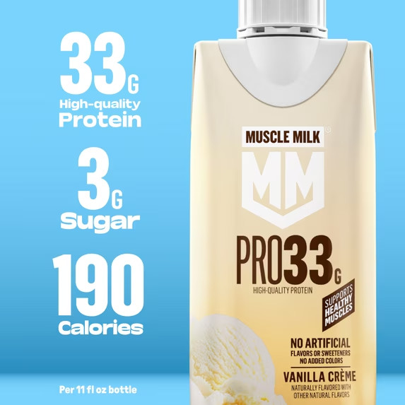 Muscle Milk Pro 33g High Protein Shake Ultra Filtered Milk, Vanilla Creme, 11 fl