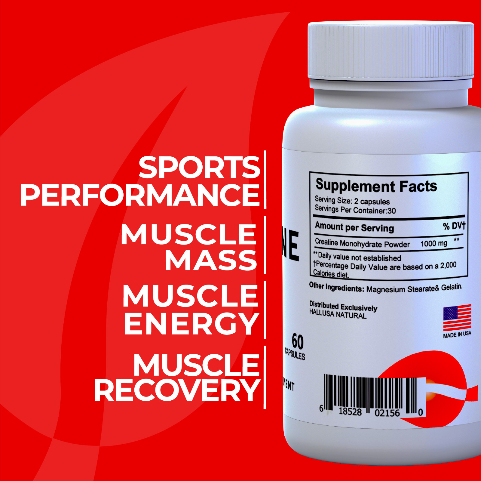 CREATINE & L-ARGININE 120 Capsules – Support Performance and strength in trainin