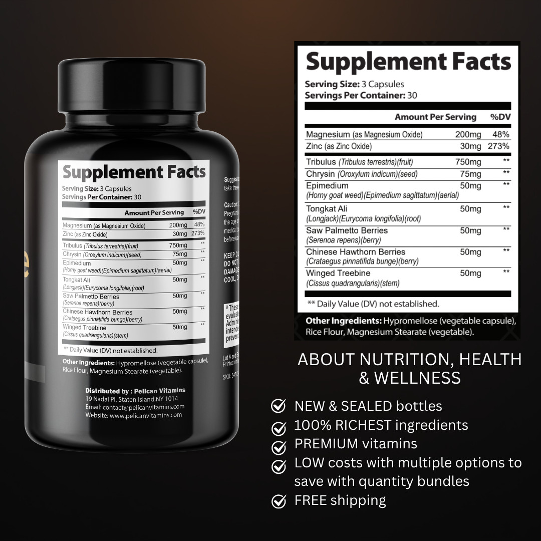 Vital Rise- Bodybuilding & Men’s Health Support- 4 Bottles- 360 Capsules