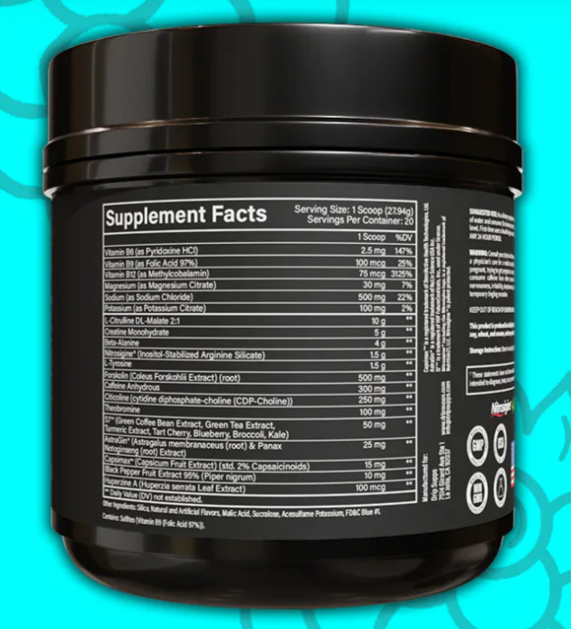 DRIP PRE WORKOUT POWDER – 19.71 oz – BLUE RASPBERRY – FREE SHIPPING!
