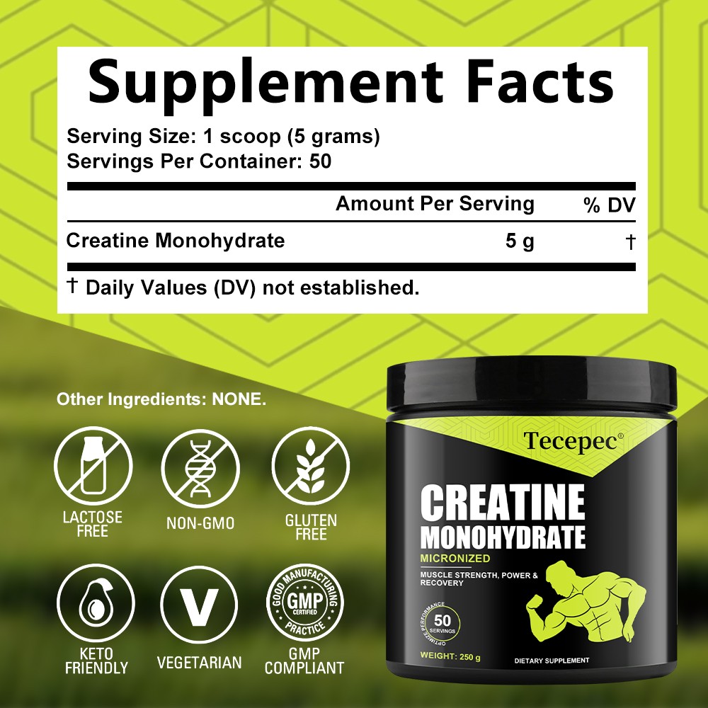 Creatine Monohydrate Powder Pure Promote Muscle Growth 5 Grams Per Serving