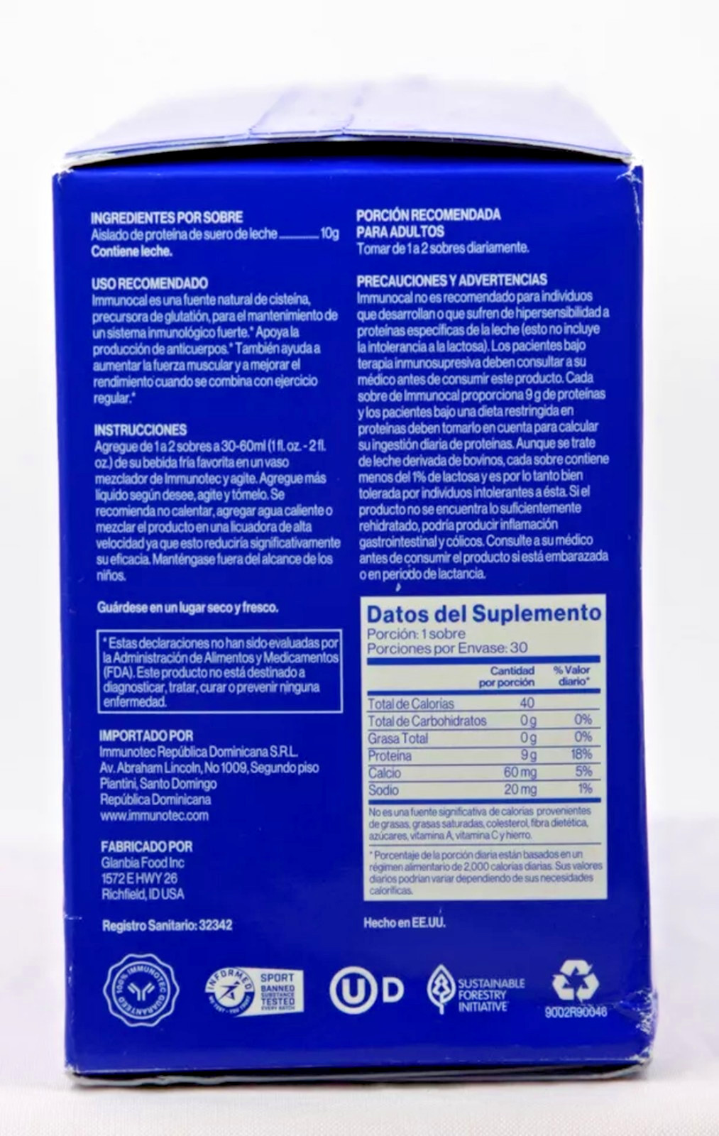 Immunocal Classic (Blue) Regular Glutathione Precursor – 30 Pouches, Exp 01/28