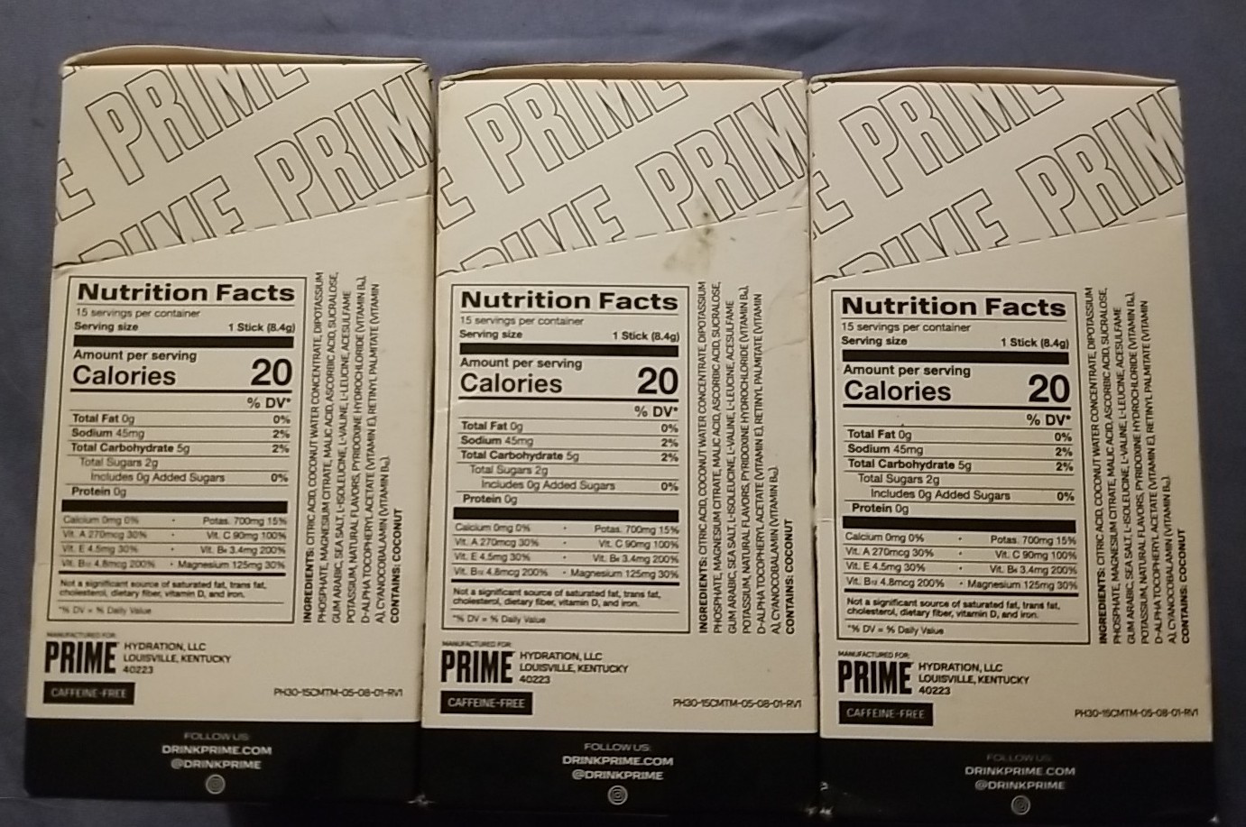 EXP 6/26 – Lot Of 3 NEW Boxes Prime Hydration Sticks Meta Moon 15 Per Box 0.29oz