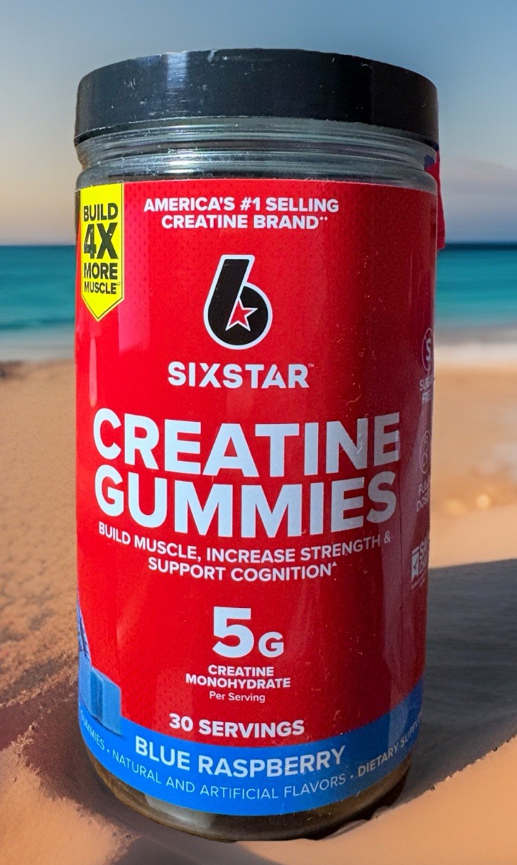 SIXSTAR Creatine Gummies 5g Monohydrate Sugar Free 90 Count Blue Raspberry NEW