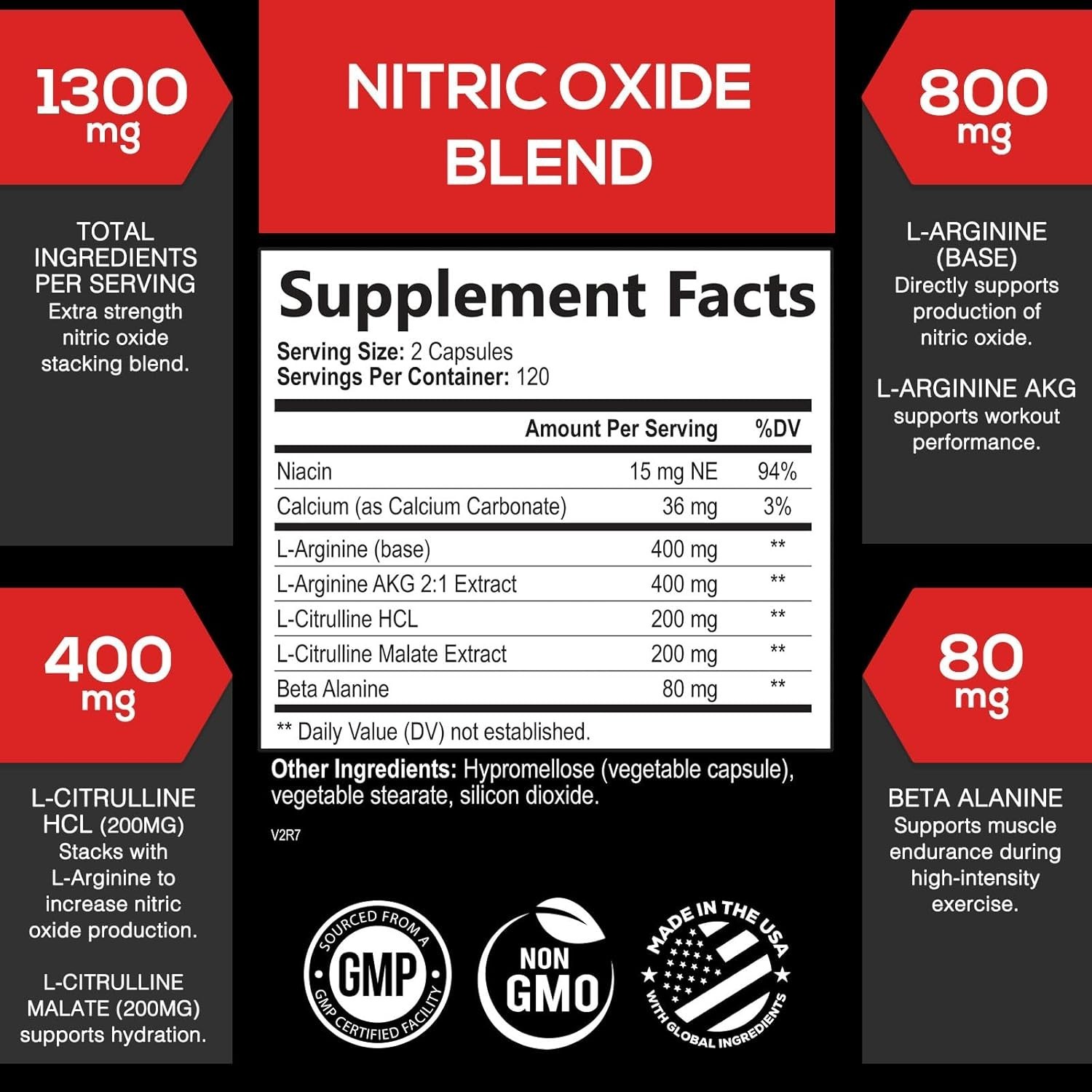 Nitric Oxide Booster 3X Strength L-Arginine Citrulline Alanine Caps