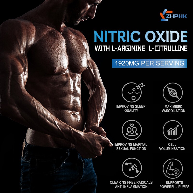 60 Nitric Oxide Booster Supplement w/ L-Arginine Premium Workout Muscle Capsule