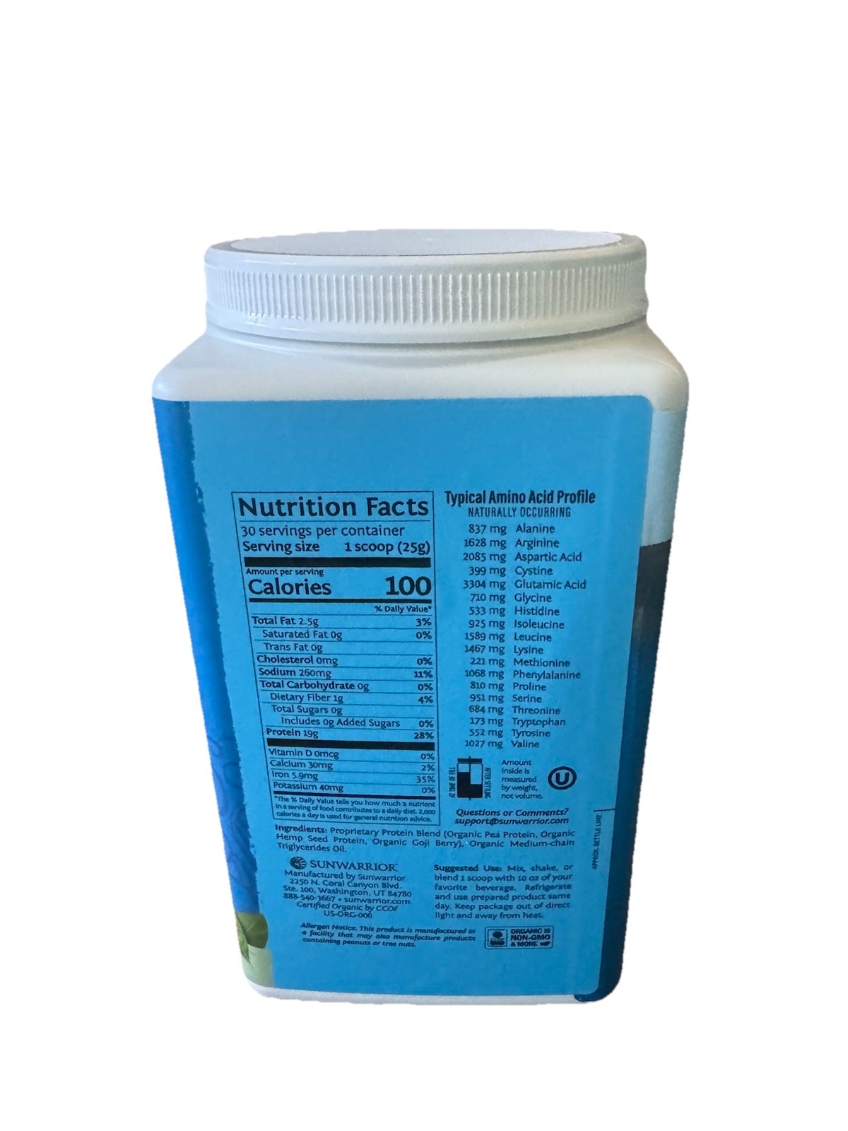Sunwarrior Warrior Blend Plant Based Protein Powder, Natural – 1.65lbs