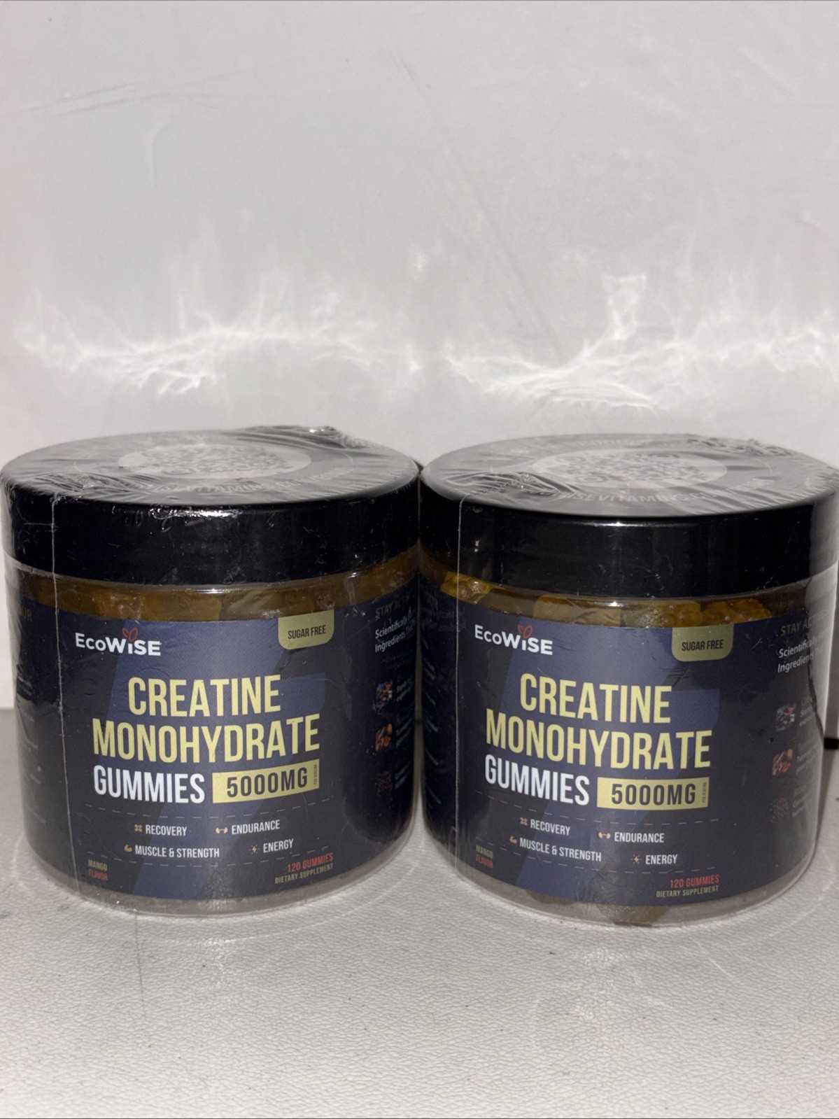 ECOWISE Creatine Gummies Muscle Stamina 120ct Two Lot Exp3/2027 Mango 5000mg