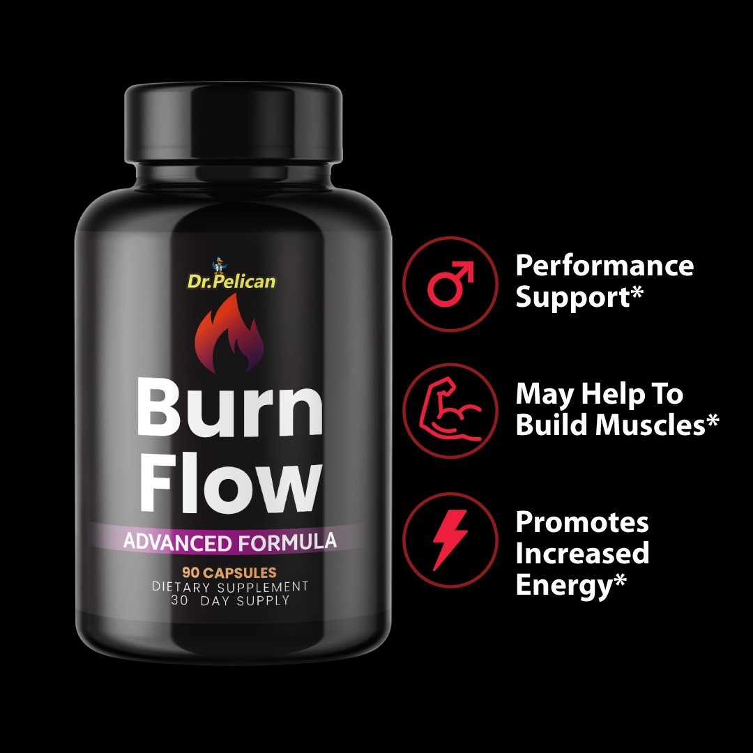 Burn Flow- Bodybuilding & Men’s Health Support- 2 Bottles- 180 Capsules