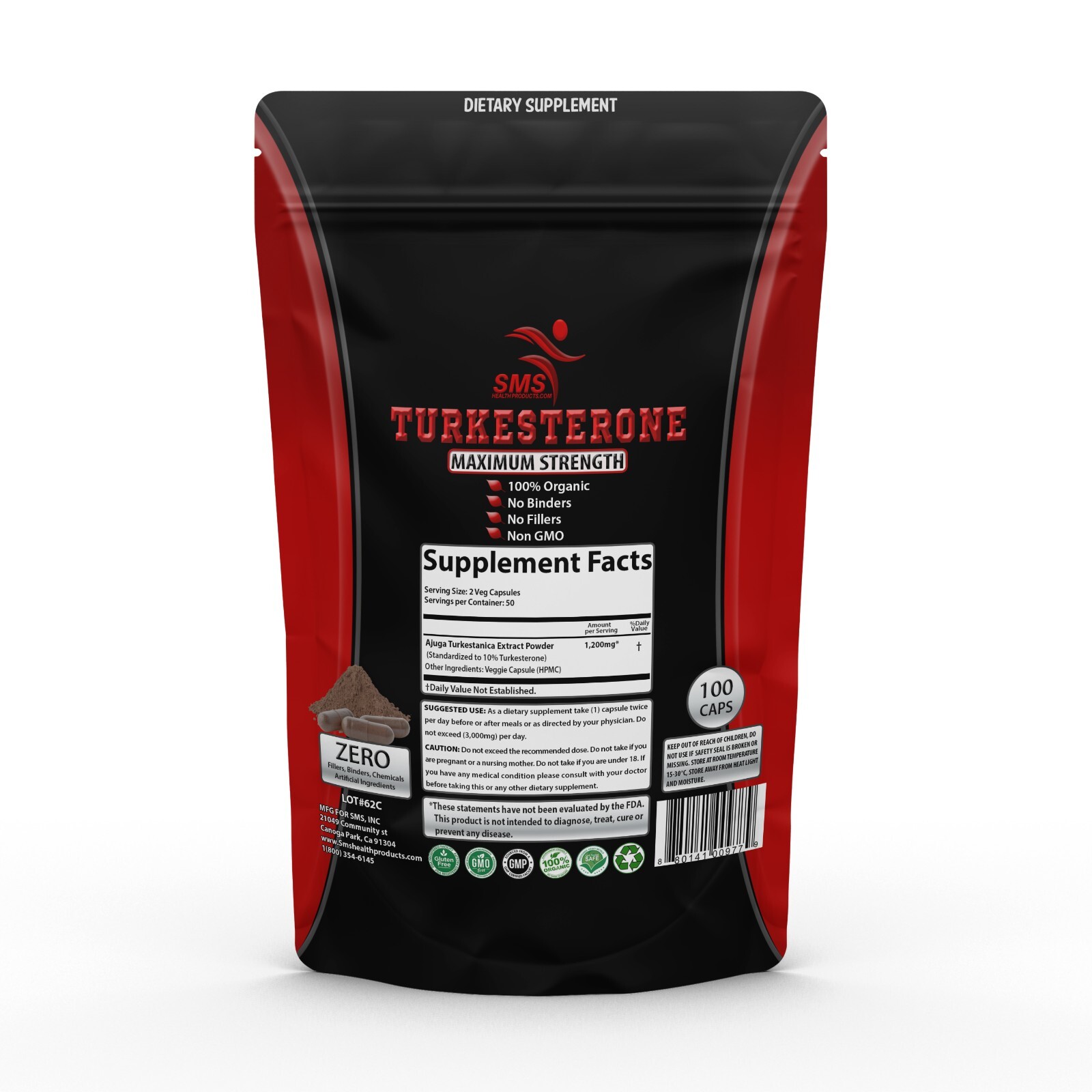 AJUGA TURKESTANICA High Potency Extract 10%TURKESTERONE 100 Capsules