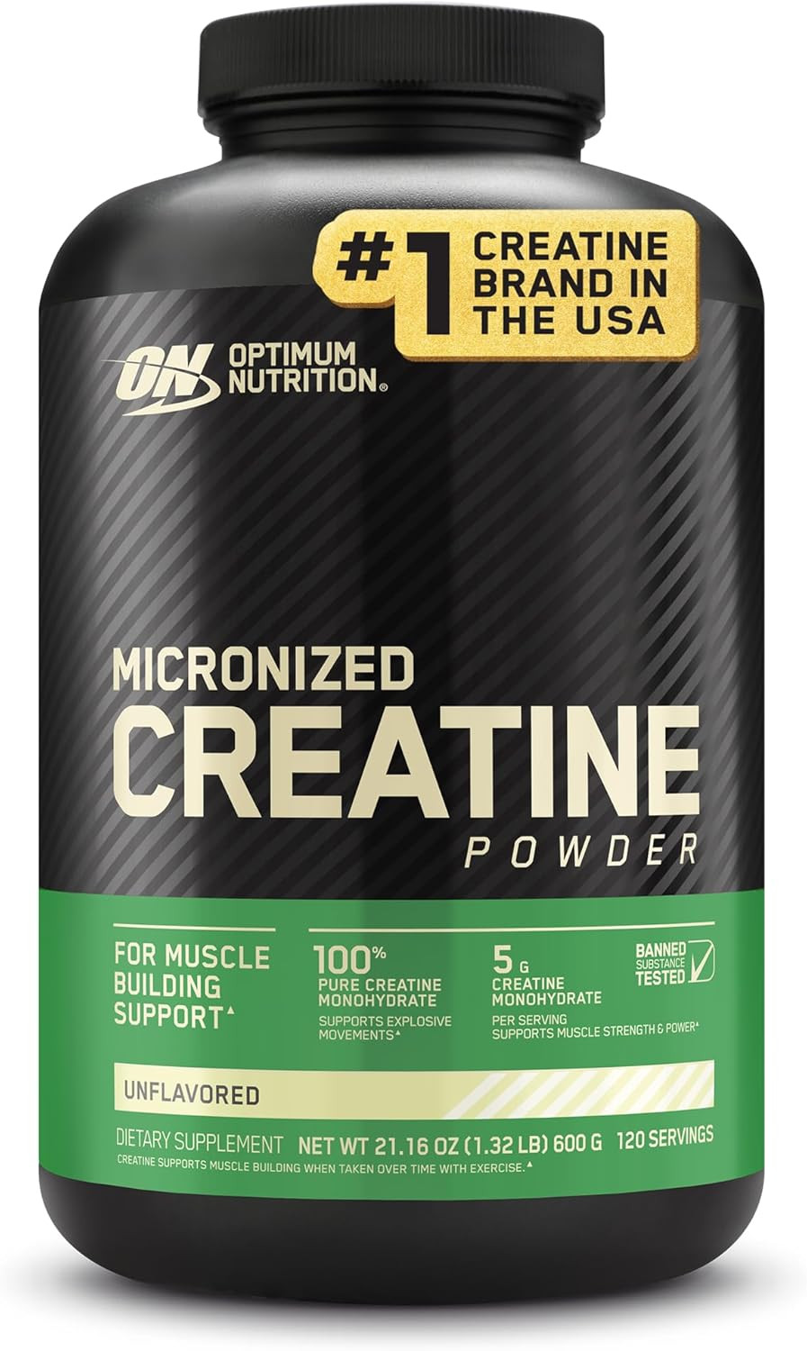 Optimum Nutrition Micronized Creatine Monohydrate, Unflavored, 21.16oz (600 g)