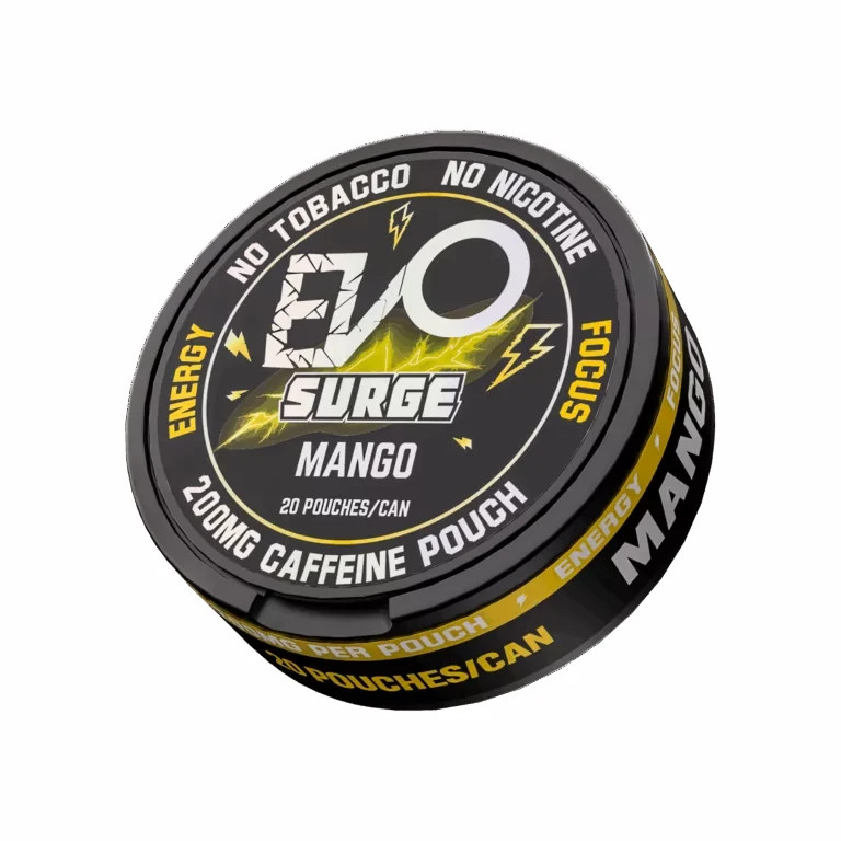 EVO Surge 200mg Caffeine Pouches – 20 Pouch Pack – Mango Flavor