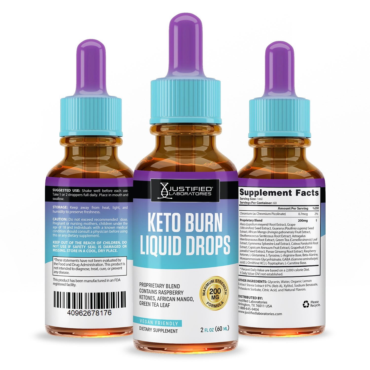 Keto Burn Liquid Keto Drops Proprietary Blend of Raspberry Ketones 2 Bottles
