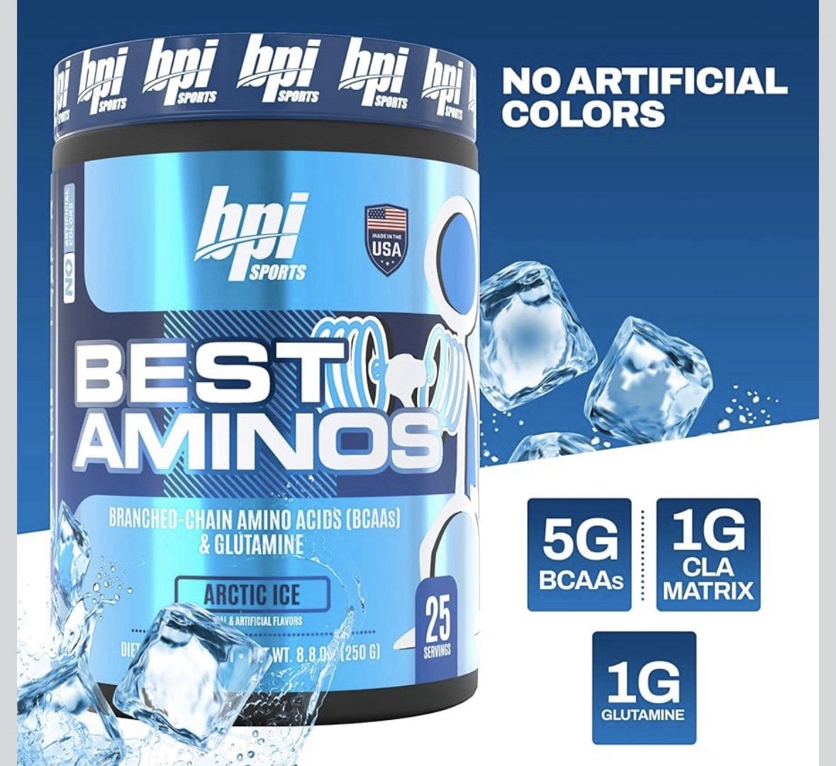 BPI Sports Best Aminos – BCAA Powder Post Workout & Glutamine Arctic Ice 8.82oz
