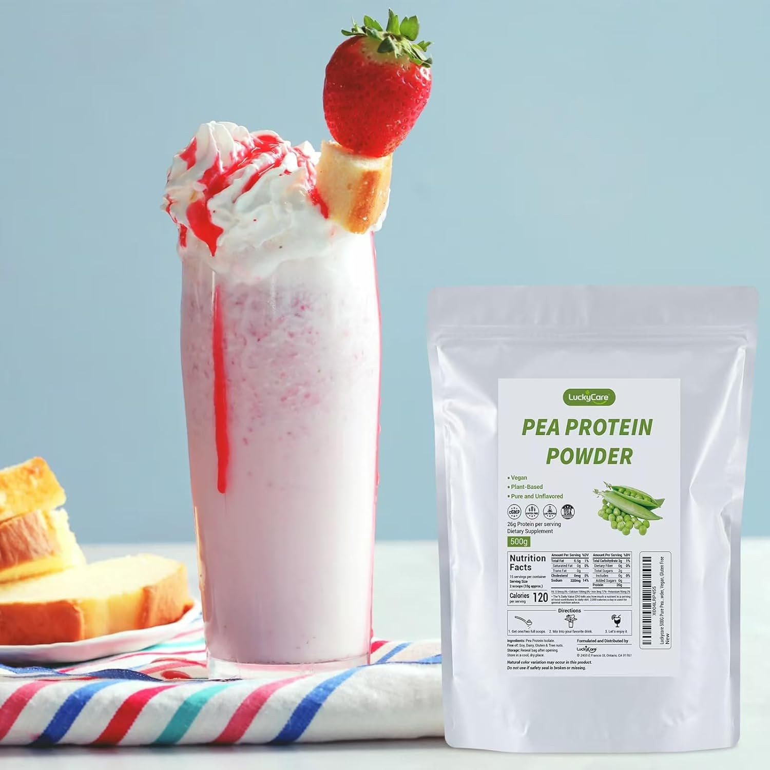 100% Organic Pea Protein Powder Vegan Formula Supports Muscles 26g Per Serving